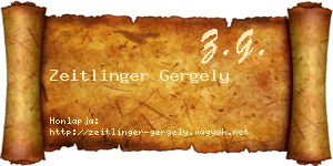 Zeitlinger Gergely névjegykártya